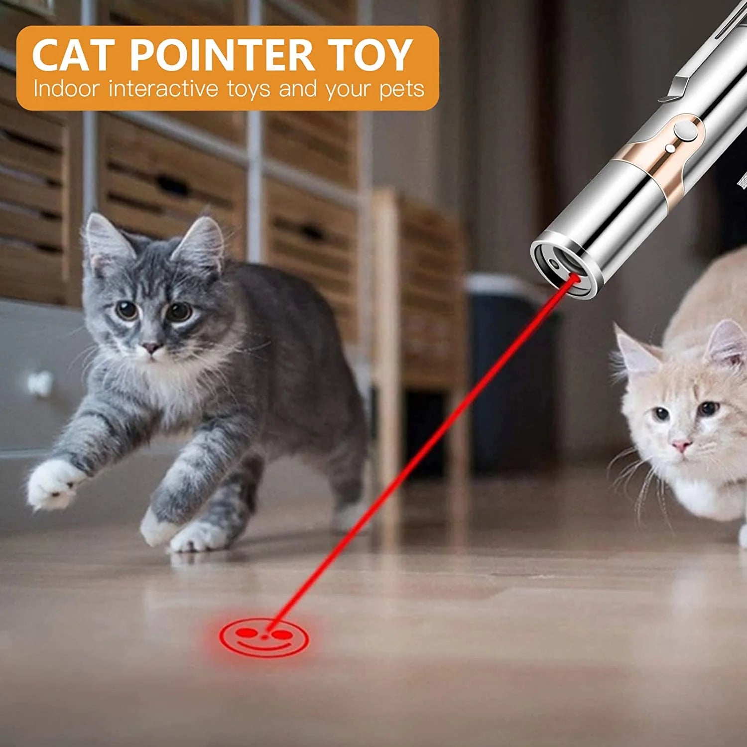 Juguete Puntero Láser Recargable Para Gatos, Juguete Interactivo Para Gatos, Gatitos Y Perros Con Ratón, Plateado