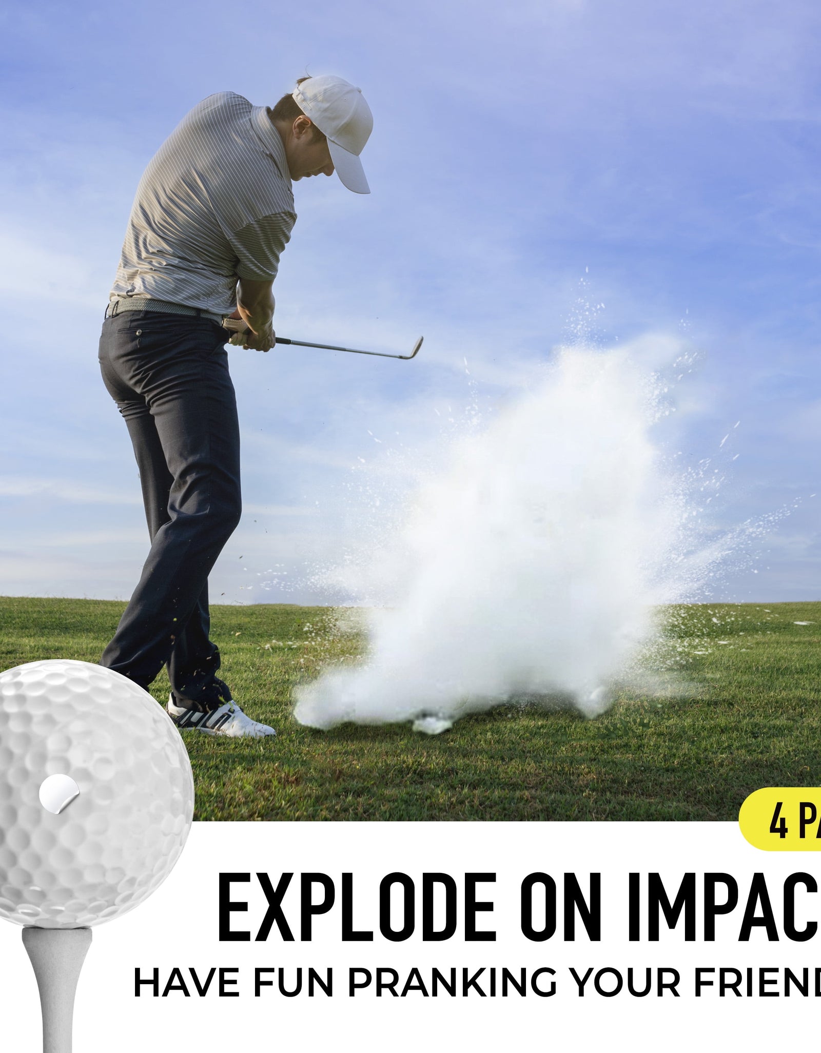 Pelotas De Golf De Broma Exploder, Blancas Y Con Hoyuelos, Paquete De 4
