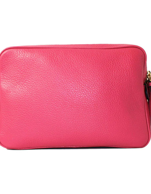 Load image into Gallery viewer, New  Peonia Pink Vitello Phenix Leather Double Zip Crossbody 1BH079
