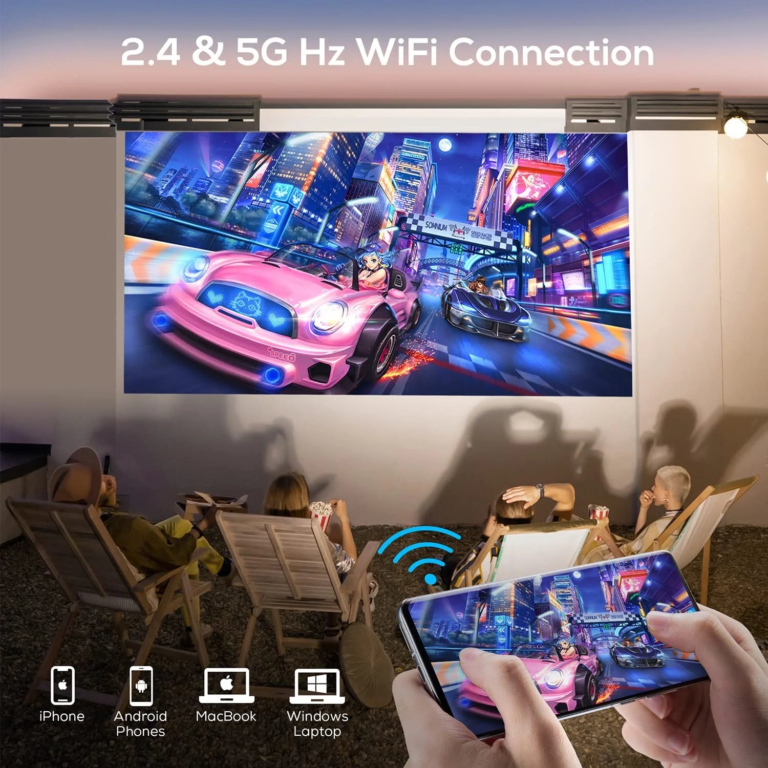 Proyectores 4K Con Wifi Y Bluetooth, Proyección Nativa 1080P, 9000 Lúmenes, Con Bolsa De Transporte