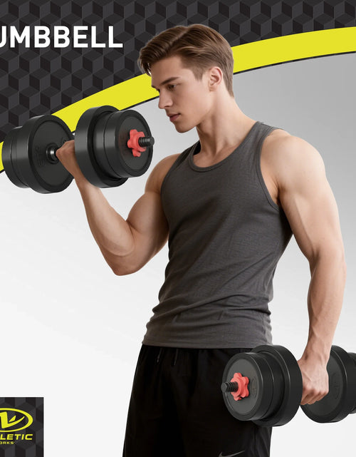 Load image into Gallery viewer, Juego De Mancuernas Ajustables 5 En 1 De 40 Lb, Ejercicios De Fitness Para Gimnasio En Casa, Negro, Orificios De 1 Pulgada Compatibles Con Barra De Tamaño Estándar
