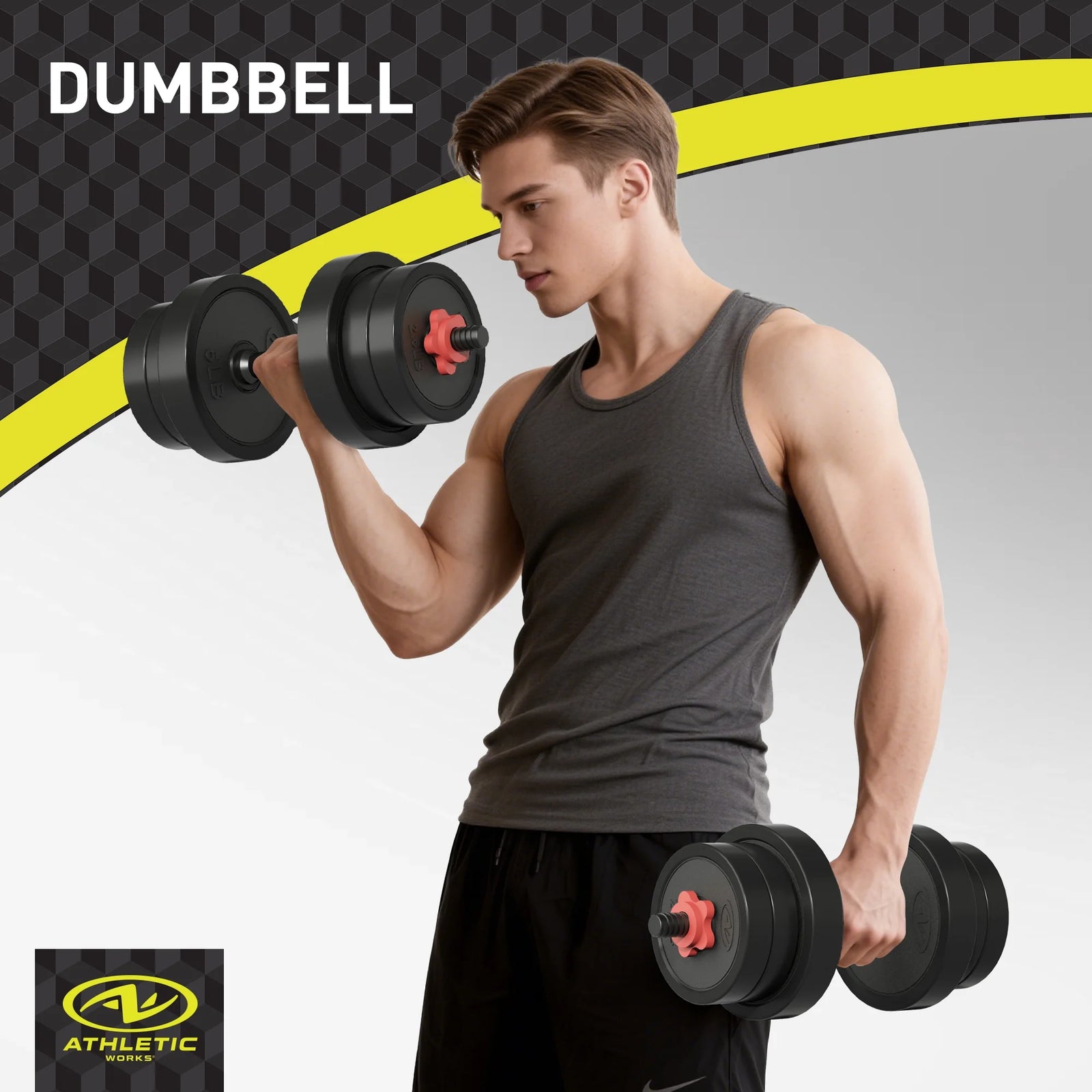 Juego De Mancuernas Ajustables 5 En 1 De 40 Lb, Ejercicios De Fitness Para Gimnasio En Casa, Negro, Orificios De 1 Pulgada Compatibles Con Barra De Tamaño Estándar