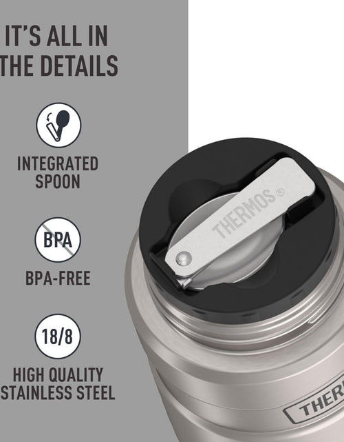 Load image into Gallery viewer, Stainless King 16 Ounce Food Jar with Folding Spoon, Stainless Steel, 16 Oz

