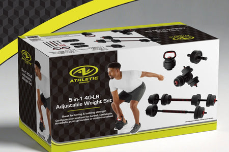 Juego De Mancuernas Ajustables 5 En 1 De 40 Lb, Ejercicios De Fitness Para Gimnasio En Casa, Negro, Orificios De 1 Pulgada Compatibles Con Barra De Tamaño Estándar