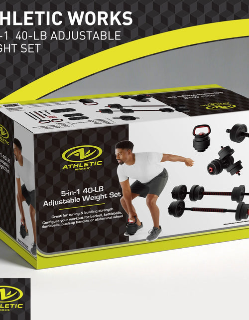 Load image into Gallery viewer, Juego De Mancuernas Ajustables 5 En 1 De 40 Lb, Ejercicios De Fitness Para Gimnasio En Casa, Negro, Orificios De 1 Pulgada Compatibles Con Barra De Tamaño Estándar
