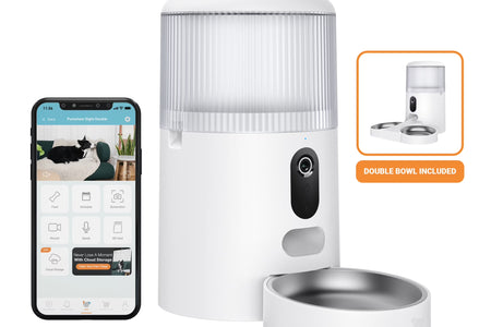 Comedero Automático Doble Para Mascotas Purechew Con Cámara HD Y Doble Tazón Para Gatos Y Perros