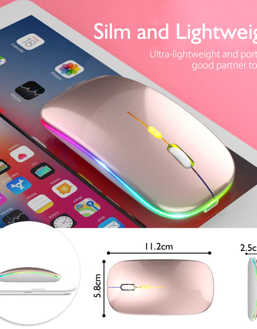 Load image into Gallery viewer, Bluetooth Mouse 2.4Ghz Wireless Mouse Mice Rechargeable Mouse Silent Mouse LED Backlit USB Gaming Mouse 1600DPI for PC Laptop
