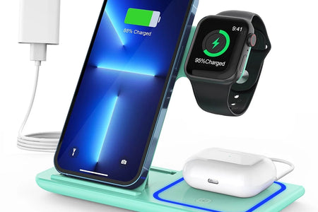 Estación De Carga Inalámbrica, Soporte De Cargador Inalámbrico 3 En 1 Mejorado 2025 De 18W Para Iphone 16/15/14/13/12/11 Pro/Xs, Airpods 4/3/2/1/Pro, Iwatch Series 10/9/8/7/6/5/4/3, Teléfonos Samsung (Verde)