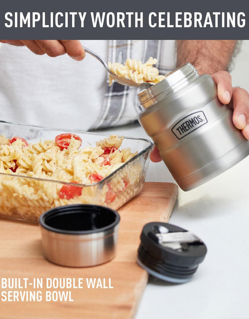 Load image into Gallery viewer, Stainless King 16 Ounce Food Jar with Folding Spoon, Stainless Steel, 16 Oz
