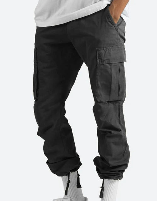 Load image into Gallery viewer, Pantalones Pantalones Largos Para Hombre Sólido 2025 Casual Múltiples Bolsillos Al Aire Libre Tipo Recto Pantalones De Fitness Pantalones Cargo Pantalones Gris
