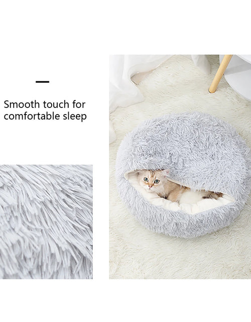 Load image into Gallery viewer, Camas Calmantes Para Perros Y Cama Cueva Para Gatos Con Funda Con Capucha, Camas Redondas Removibles Y Lavables Para Mascotas Pequeñas Y Medianas, Cama Acolchada Antideslizante De Piel Sintética Esponjosa Para Mejorar El Sueño, Se Adapta Hasta 11 Lbs
