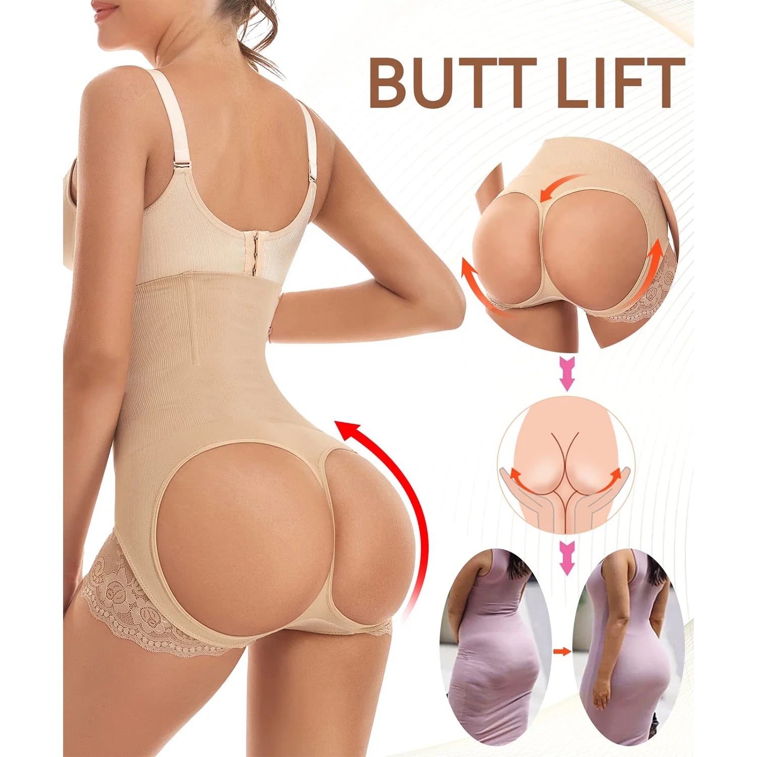 Faja Levantadora De Glúteos Para Mujer, Bragas Levantadoras De Abdomen, Faja Levantadora De Glúteos, Moldeador De Cintura Con Levantamiento De Glúteos Más Grande