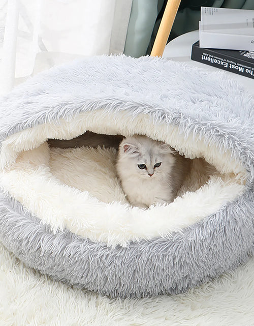 Load image into Gallery viewer, Camas Calmantes Para Perros Y Cama Cueva Para Gatos Con Funda Con Capucha, Camas Redondas Removibles Y Lavables Para Mascotas Pequeñas Y Medianas, Cama Acolchada Antideslizante De Piel Sintética Esponjosa Para Mejorar El Sueño, Se Adapta Hasta 11 Lbs
