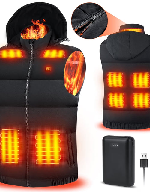Load image into Gallery viewer, Heated Vest Para Hombre Y Mujeres Con Paquete De Batería De 10000Mah, Capucha Calefactable Desmontable Ropa Calefactable, Chaqueta Eléctricamente Calefactada Con 3 Niveles De Temperatura, Talla XL
