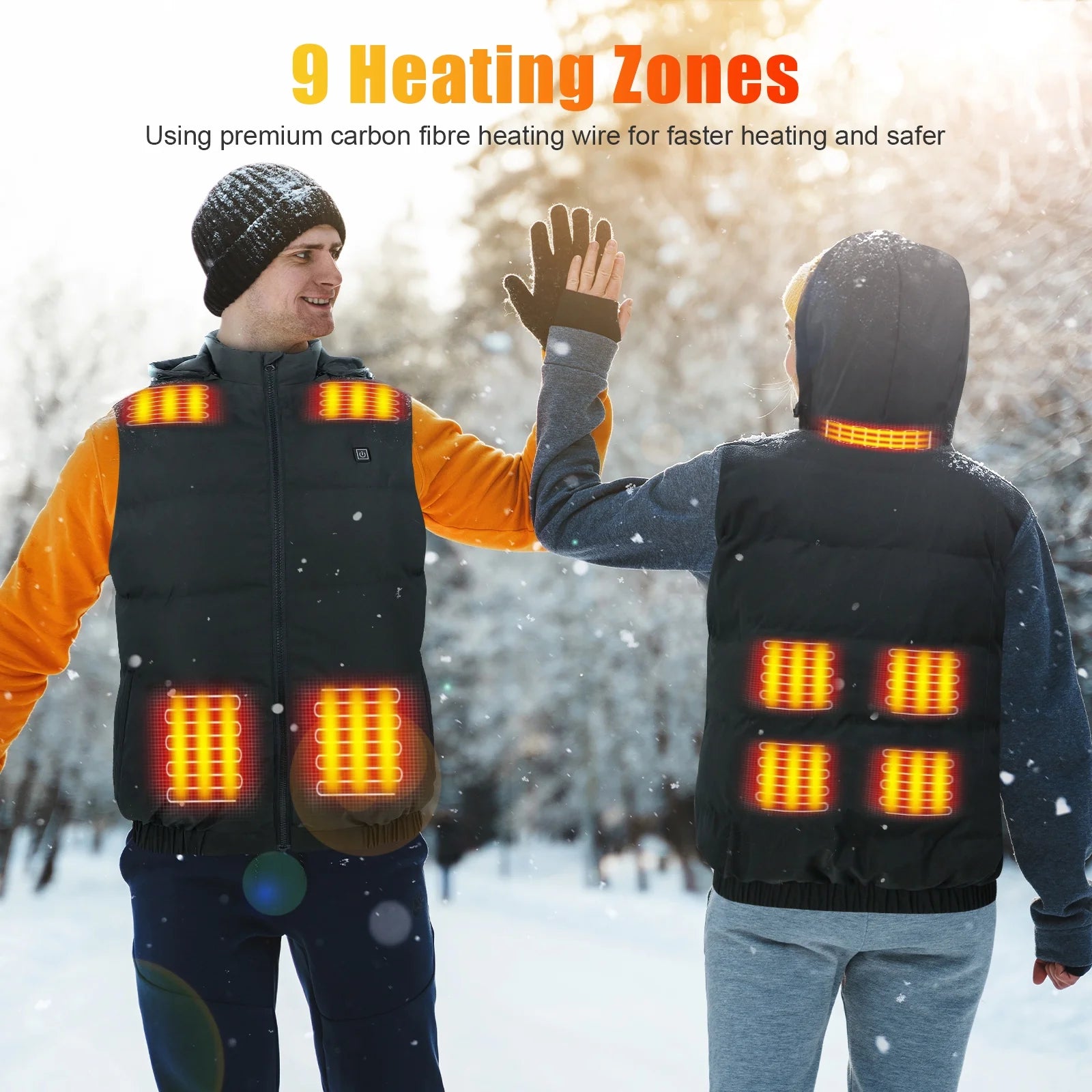 Heated Vest Para Hombre Y Mujeres Con Paquete De Batería De 10000Mah, Capucha Calefactable Desmontable Ropa Calefactable, Chaqueta Eléctricamente Calefactada Con 3 Niveles De Temperatura, Talla XL