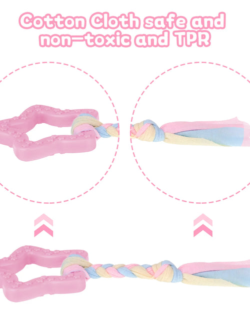 Load image into Gallery viewer, Paquete De 5 Juguetes Masticables Para Cachorros Para La Dentición De Perros Pequeños, Juguetes De Dentición Para Cachorros De Goma Rosa De Peluche Con Chirrido Juguetes Para Perros Para Limpiar Dientes Juguetes Interactivos De Huesos Para Perros
