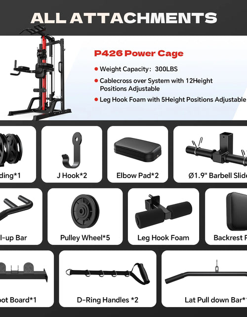 Load image into Gallery viewer, Home Gym Machine - High/Low Pulley System for Lat Pulldown, Row &amp; Back Workout, with Leg Support | All-In-One Strength Training Equipment for Home Gym
