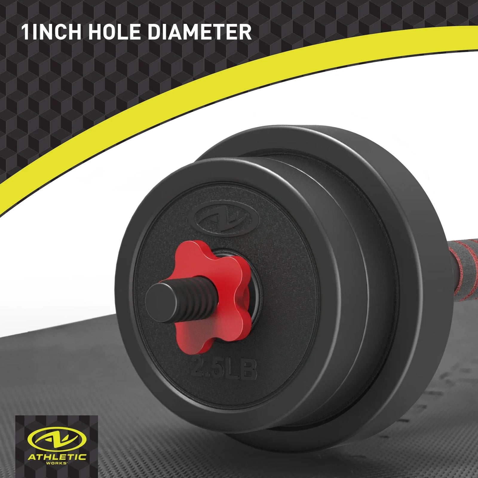 Juego De Mancuernas Ajustables 5 En 1 De 40 Lb, Ejercicios De Fitness Para Gimnasio En Casa, Negro, Orificios De 1 Pulgada Compatibles Con Barra De Tamaño Estándar