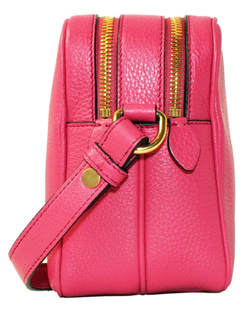 Load image into Gallery viewer, New  Peonia Pink Vitello Phenix Leather Double Zip Crossbody 1BH079
