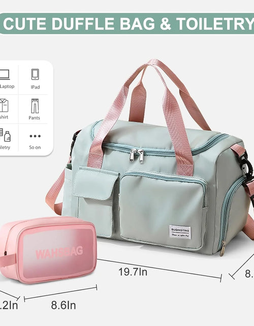 Load image into Gallery viewer, Bolsa De Gimnasio Pequeña Para Mujer, Bolsa De Lona Impermeable De Mano Para Fin De Semana Con Compartimento Para Zapatos Y Bolsillo Húmedo, Bolsa De Mano Para Viajes, Ejercicio, Deporte
