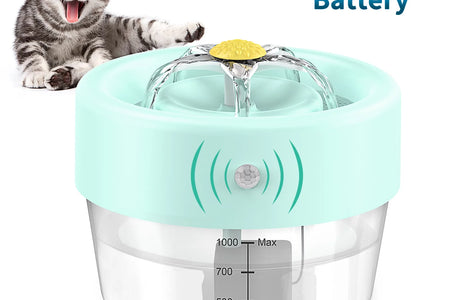Fuente De Agua Para Gato, Fuente De Agua Para Mascotas Con Batería De 1000Mah. Fuente Automática Para Beber Mascotas, Fuente Para Gato Azul 35 Oz