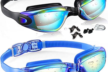 Swim Goggles, 2 Pack Anti-Fog No Leaking Anti-Uv Silicone Swimming Goggles for Teen Youth Adult Women Men