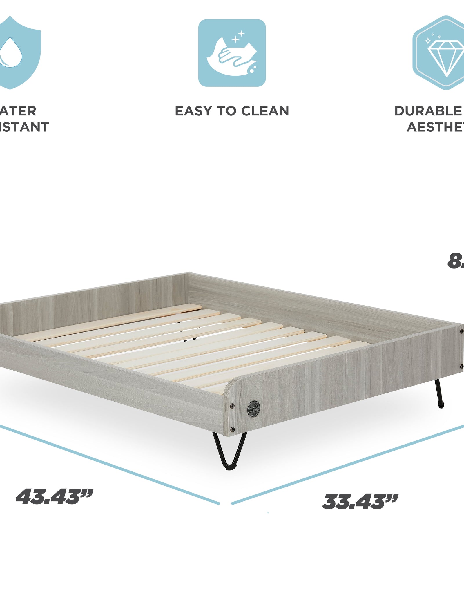 Asher Cama Pequeña Elevada De Madera Para Mascotas Con Colchón, Certificación Greenguard Gold