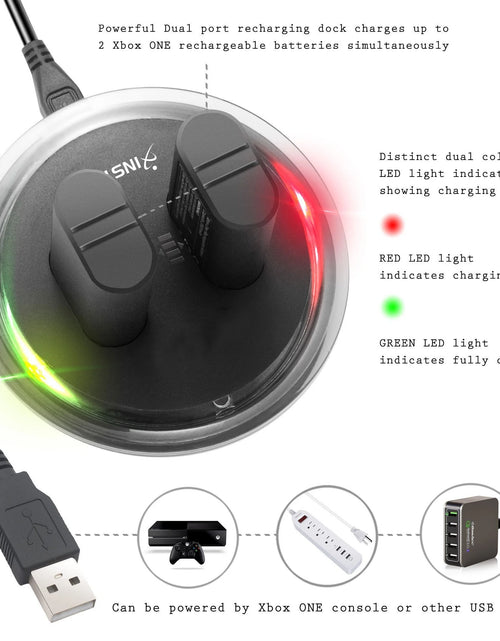 Load image into Gallery viewer, Paquete De 2 Baterías Recargables Compatibles Con Xbox Series X, Series S Y Xbox One - Incluye 2 Baterías De 2800Mah Y Estación De Carga - Indicador LED Inteligente
