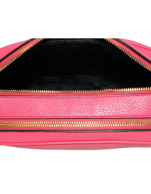 Load image into Gallery viewer, New  Peonia Pink Vitello Phenix Leather Double Zip Crossbody 1BH079
