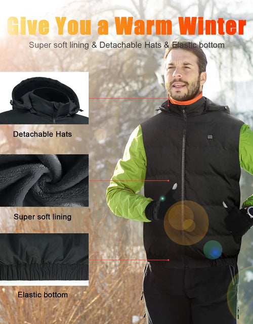 Load image into Gallery viewer, Heated Vest Para Hombre Y Mujeres Con Paquete De Batería De 10000Mah, Capucha Calefactable Desmontable Ropa Calefactable, Chaqueta Eléctricamente Calefactada Con 3 Niveles De Temperatura, Talla XL

