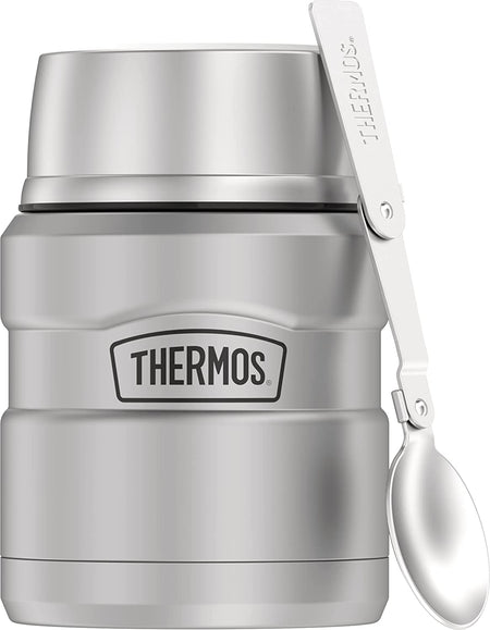 Stainless King 16 Ounce Food Jar with Folding Spoon, Stainless Steel, 16 Oz