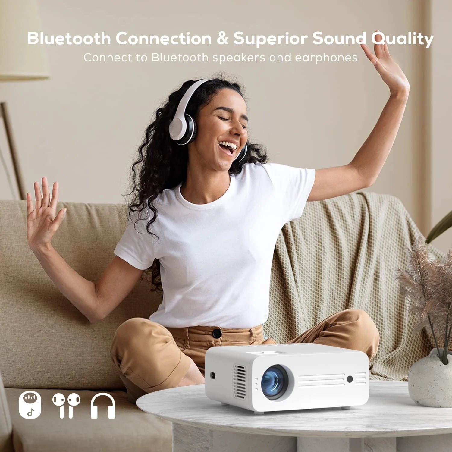 Proyectores 4K Con Wifi Y Bluetooth, Proyección Nativa 1080P, 9000 Lúmenes, Con Bolsa De Transporte