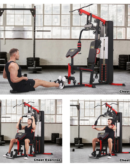 Load image into Gallery viewer, LX750 Multifunctional Full Home Gym System Workout Station with 122.5 Lbs Weight Stack, One Station, Comes with Installation Instruction Video, Ships in 5 Boxes
