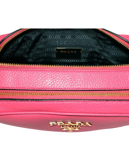 Load image into Gallery viewer, New  Peonia Pink Vitello Phenix Leather Double Zip Crossbody 1BH079
