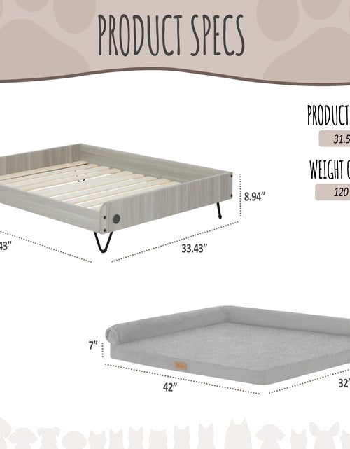 Load image into Gallery viewer, Asher Cama Pequeña Elevada De Madera Para Mascotas Con Colchón, Certificación Greenguard Gold
