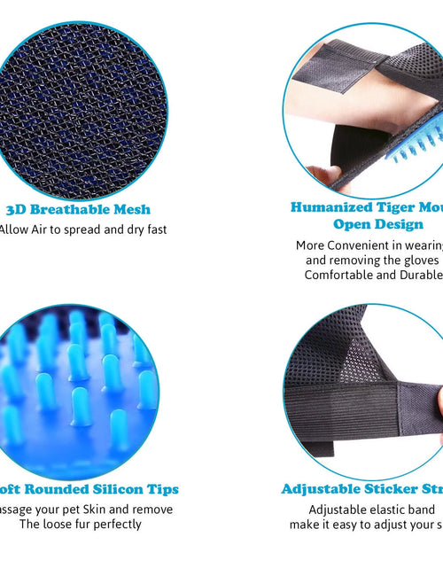 Load image into Gallery viewer, Pet Grooming Gloves Brush Dog Cat Hair Remover Mitt Massage Deshedding 1 Pair Blue
