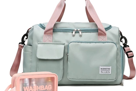Bolsa De Gimnasio Pequeña Para Mujer, Bolsa De Lona Impermeable De Mano Para Fin De Semana Con Compartimento Para Zapatos Y Bolsillo Húmedo, Bolsa De Mano Para Viajes, Ejercicio, Deporte