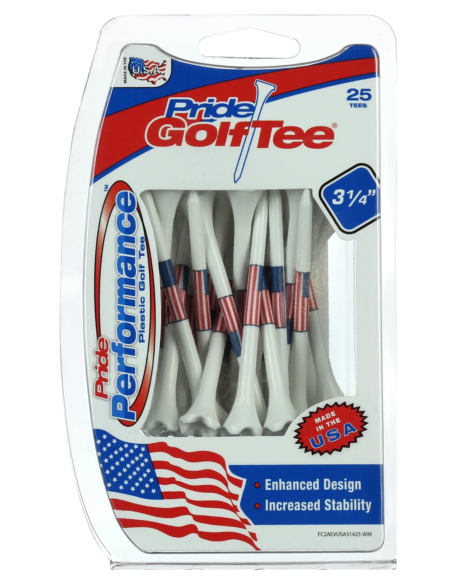 Pride Performance Flag Plastic Golf Tees – Low-Resistance Head, 3.25" Durable Plastic for Golfing, Enhanced Stability, 25 Count