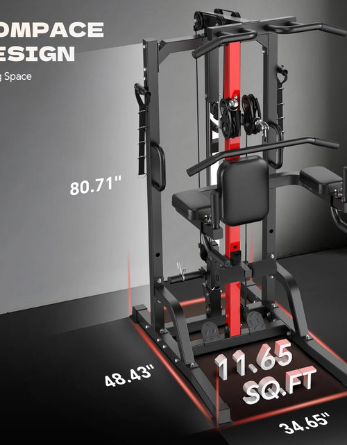 Load image into Gallery viewer, Home Gym Machine - High/Low Pulley System for Lat Pulldown, Row &amp; Back Workout, with Leg Support | All-In-One Strength Training Equipment for Home Gym
