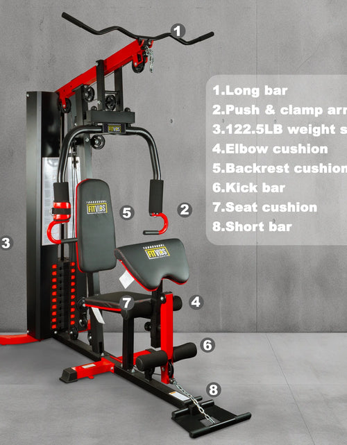 Load image into Gallery viewer, LX750 Multifunctional Full Home Gym System Workout Station with 122.5 Lbs Weight Stack, One Station, Comes with Installation Instruction Video, Ships in 5 Boxes
