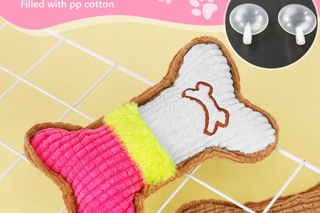 Paquete De 5 Juguetes Masticables Para Cachorros Para La Dentición De Perros Pequeños, Juguetes De Dentición Para Cachorros De Goma Rosa De Peluche Con Chirrido Juguetes Para Perros Para Limpiar Dientes Juguetes Interactivos De Huesos Para Perros
