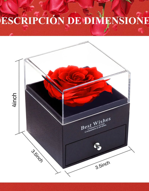 Load image into Gallery viewer, Rosa Roja Real Preservada Con Collar I Love You En 100 Idiomas - Flores Eternas Regalos De Rosas Para Mamá Esposa Novia Ella En Navidad Día De San Valentín Día De La Madre Aniversario Regalos De Cumpleaños Para Mujer
