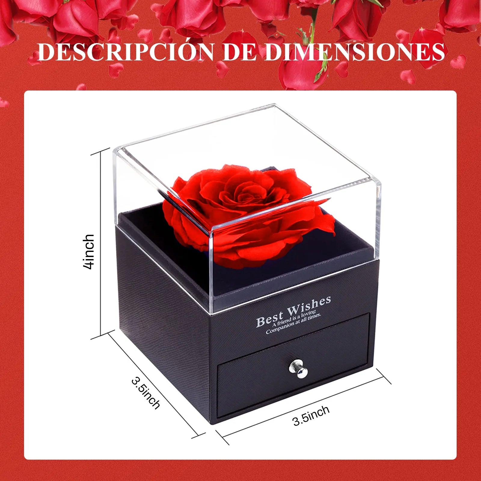 Rosa Roja Real Preservada Con Collar I Love You En 100 Idiomas - Flores Eternas Regalos De Rosas Para Mamá Esposa Novia Ella En Navidad Día De San Valentín Día De La Madre Aniversario Regalos De Cumpleaños Para Mujer