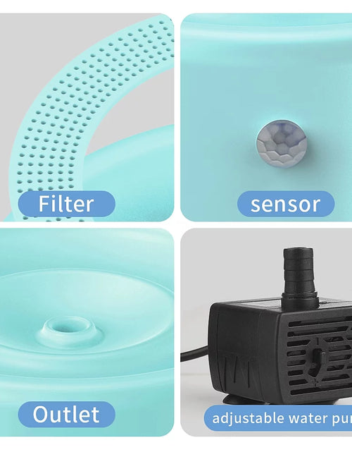 Load image into Gallery viewer, Fuente De Agua Para Gato, Fuente De Agua Para Mascotas Con Batería De 1000Mah. Fuente Automática Para Beber Mascotas, Fuente Para Gato Azul 35 Oz
