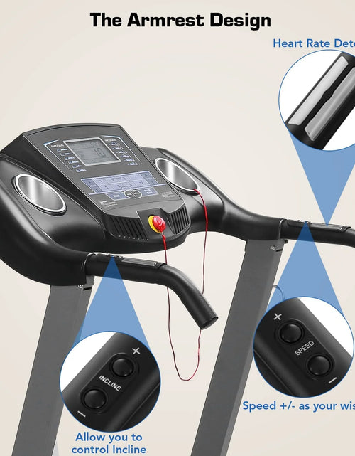 Load image into Gallery viewer, Treadmill 2.5HP Eléctrica Con 12 Niveles Auto Incline Plegable Treadmill Con Monitor LCD 220Lbs 8.5 Mph Rango De Velocidad Para Gimnasio En Casa Ejercicio Fitness
