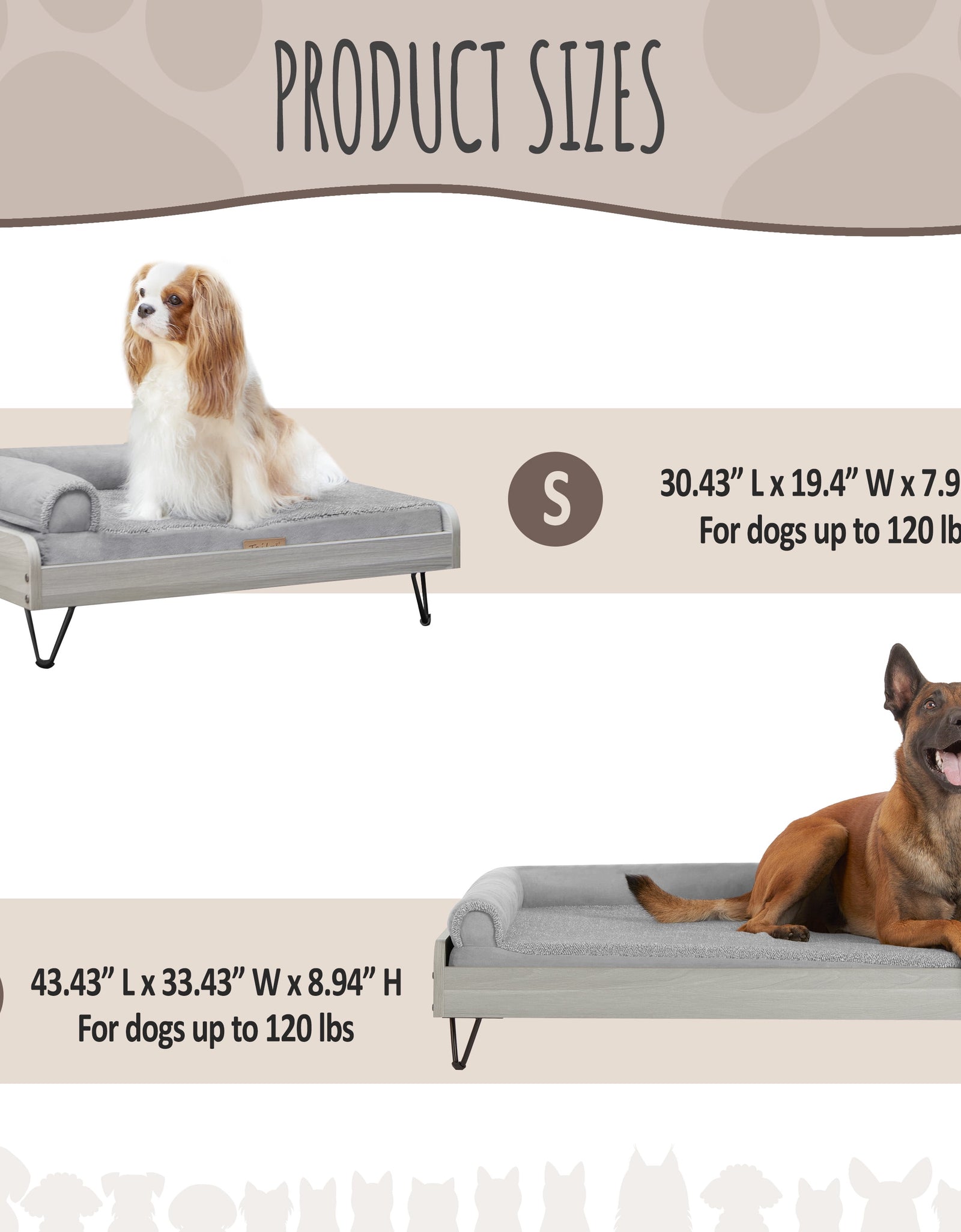 Asher Cama Pequeña Elevada De Madera Para Mascotas Con Colchón, Certificación Greenguard Gold