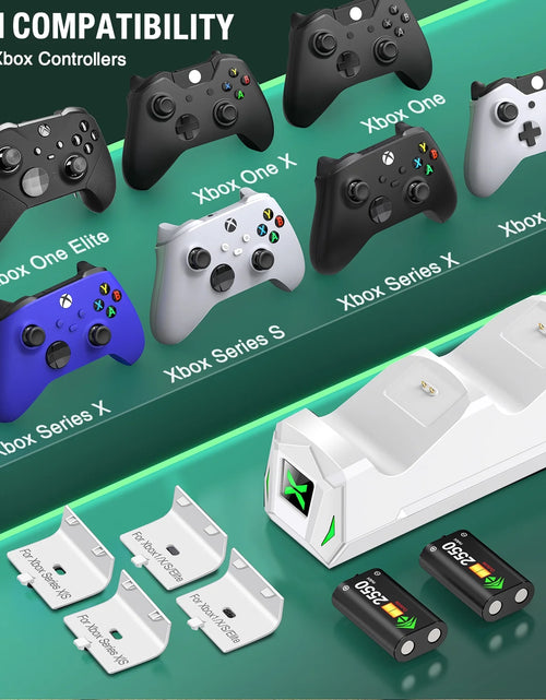 Load image into Gallery viewer, Xbox Controller Charger Station with 2 X5520Mwh Rechargeable Battery Pack for Xbox Series X|S, Xbox One, One S, One X &amp; Elite Controllers

