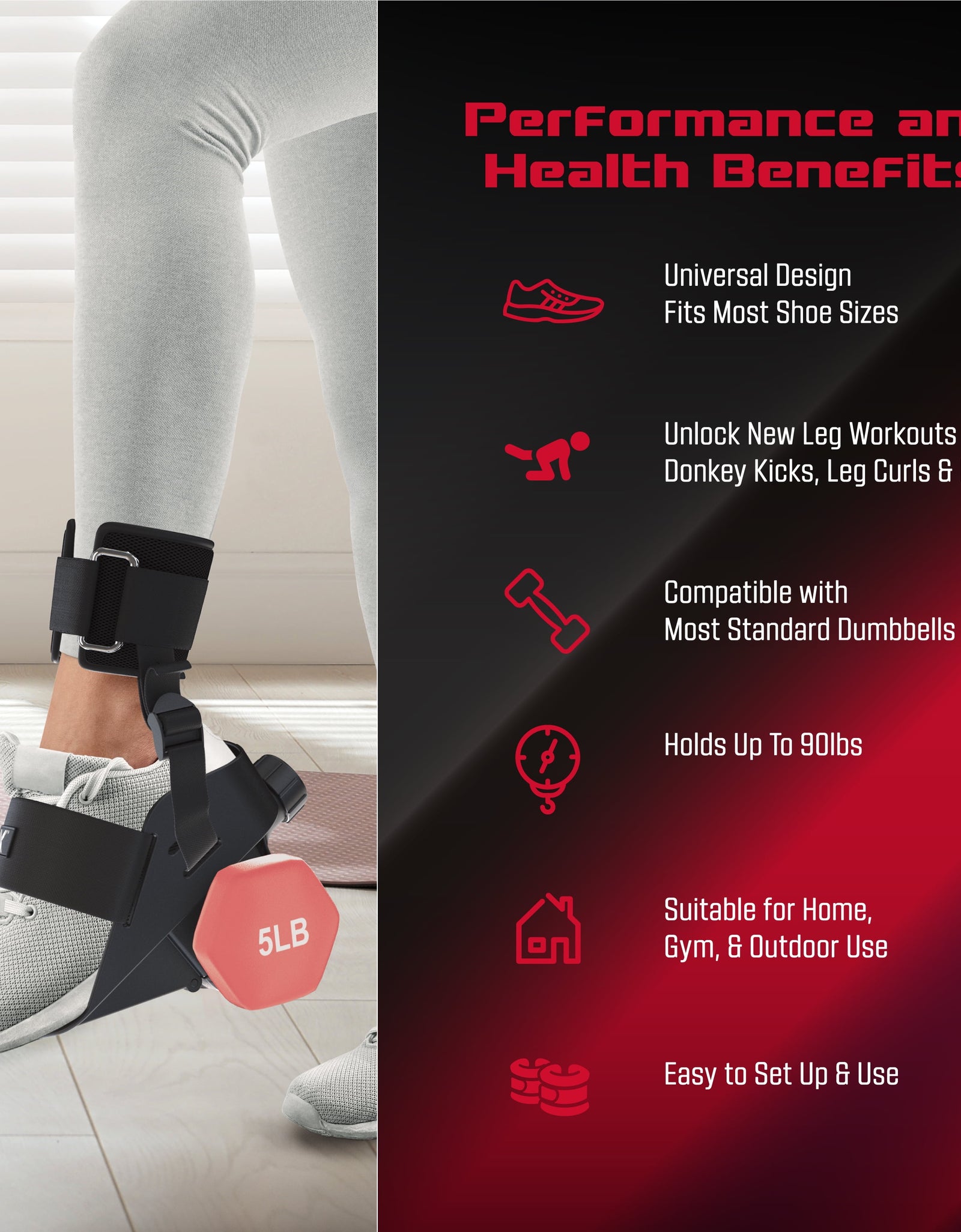 Anklebell Leg Weights Adapter, Ankle Weights Adjustable Dumbbell Adapter, Single
