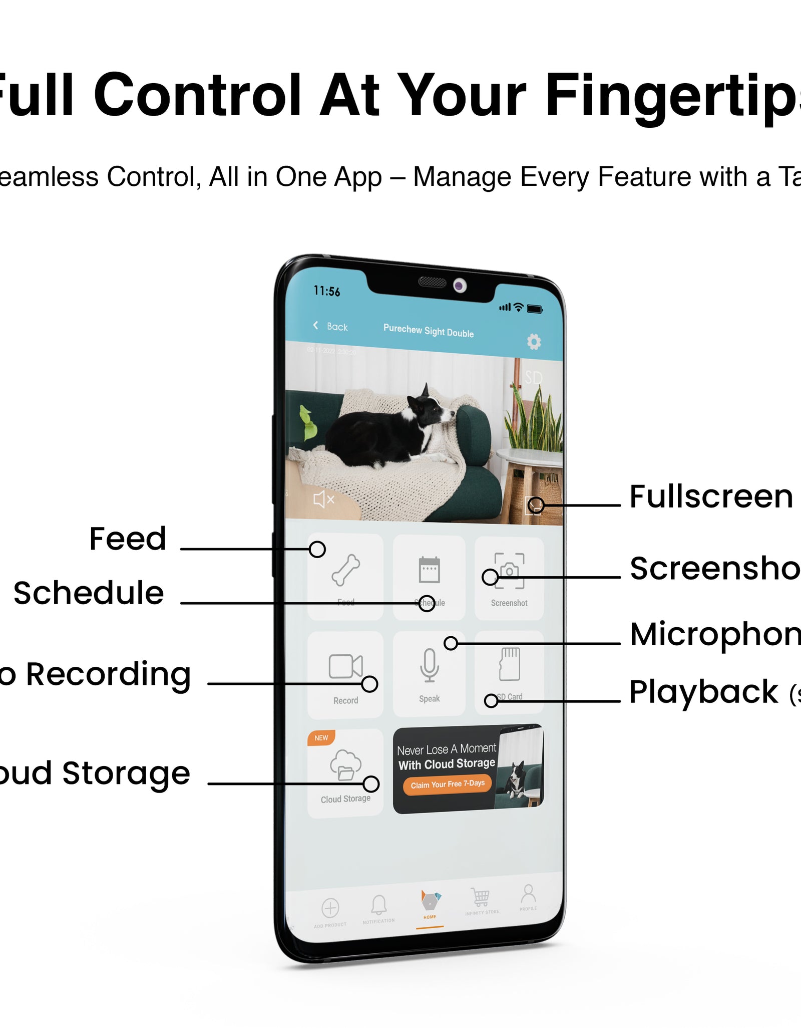 Comedero Automático Doble Para Mascotas Purechew Con Cámara HD Y Doble Tazón Para Gatos Y Perros