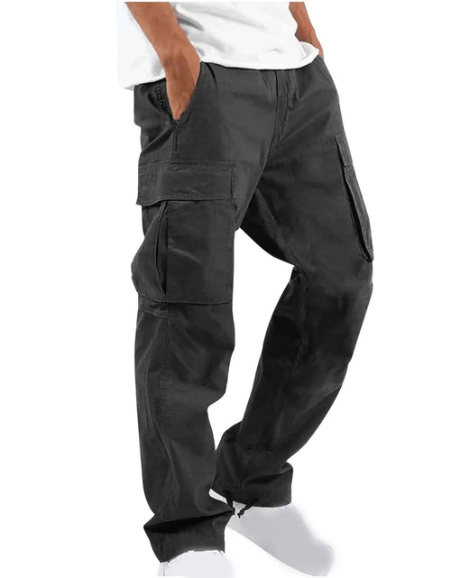Load image into Gallery viewer, Pantalones Pantalones Largos Para Hombre Sólido 2025 Casual Múltiples Bolsillos Al Aire Libre Tipo Recto Pantalones De Fitness Pantalones Cargo Pantalones Gris
